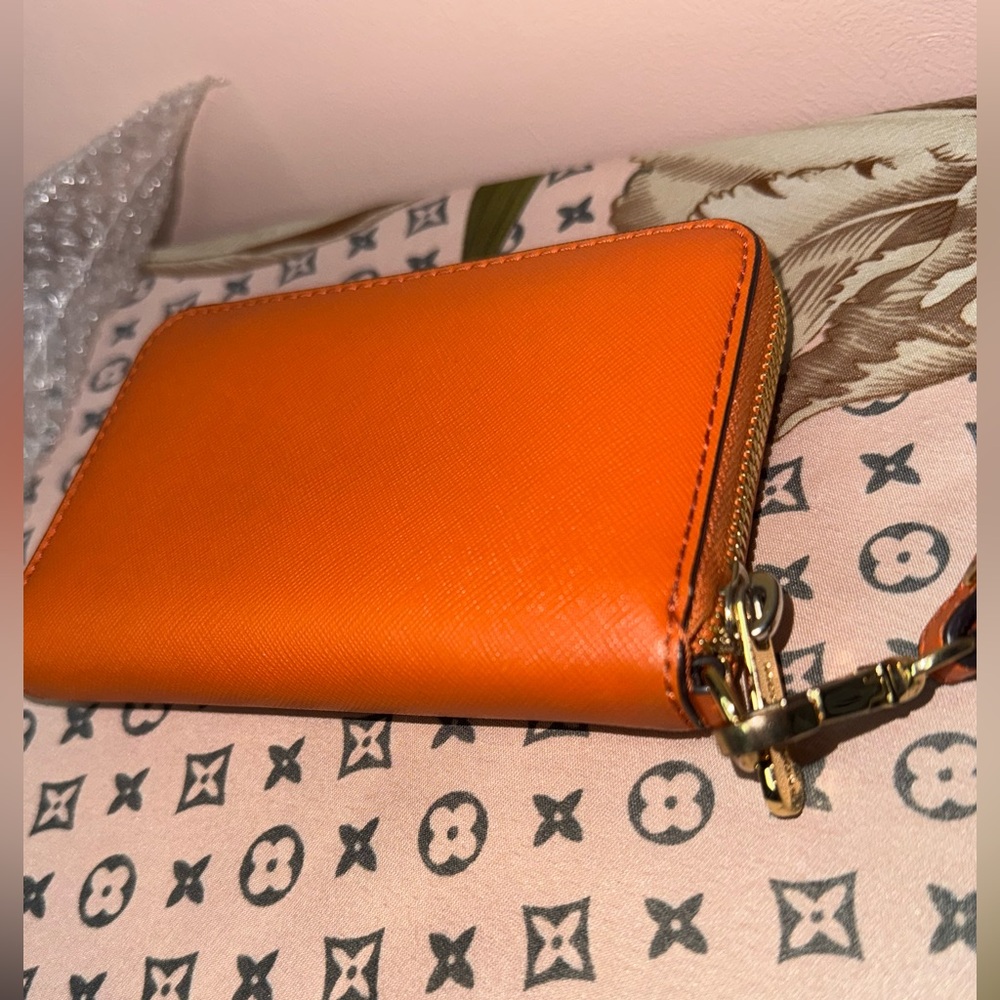 Michael Kors Tangerine Wallet Wristlet with Gold Accents - Picture 2 of 5